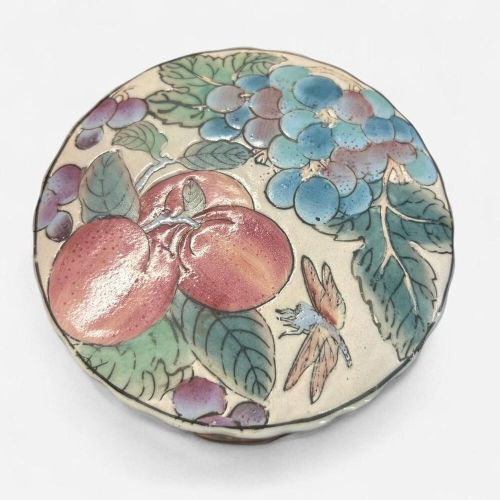 Andrea by Sadek hand Painted Porcelain Round Trinket or Jewelry Box